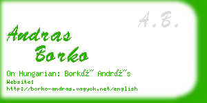 andras borko business card